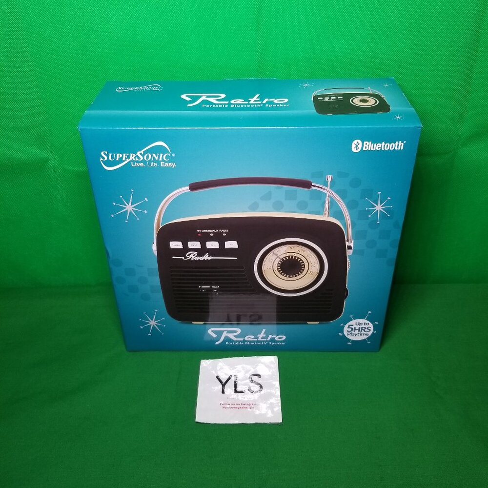 Retro Portable Bluetooth Speaker, SC-1201 50s/60s Radio Look Speaker - NIB